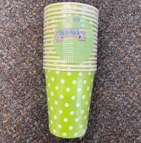 Paper Cup - Green Dots 16PK