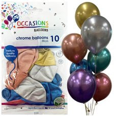 Latex Balloon 11" - Chrome Assorted Colours 30cm Balloons P10