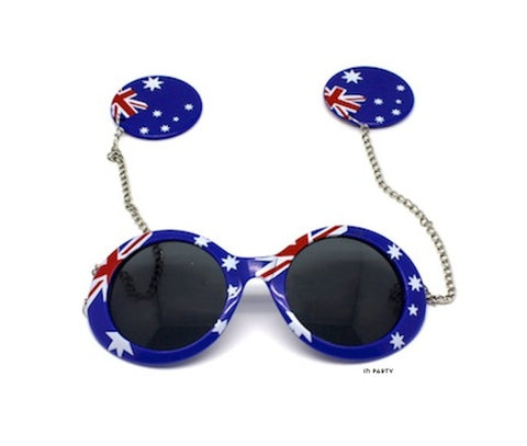 Party Glasses - Australian Flag (Round w. Earrings)