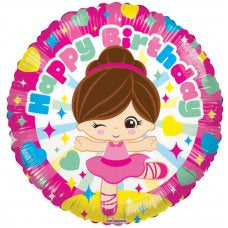 Foil Balloon 18" - Happy Birthday Ballerina Foil Balloon