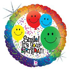 Foil Balloon 18" -  Holographic Smile its Your Birthday