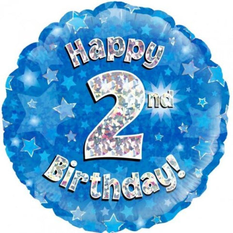 Foil Balloon 18" - Happy 2nd Birthday Blue