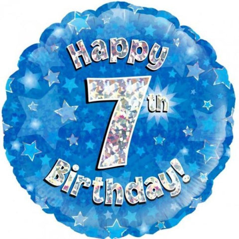 Foil Balloon 18" - Happy 7th  Birthday Blue