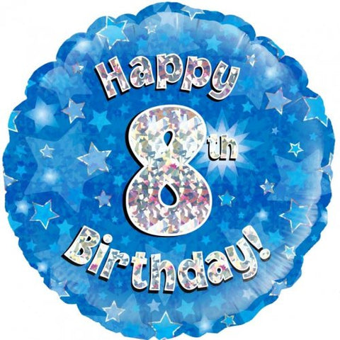 Foil Balloon 18" - Happy 8th Birthday Blue