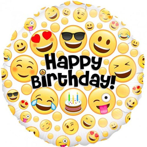 Foil Balloon 18" - Emoji Happy Birthday Oaktree