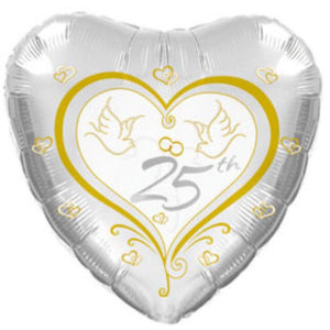 Foil Balloon 18" - Happy 25th Anniversary Doves Foil Balloon