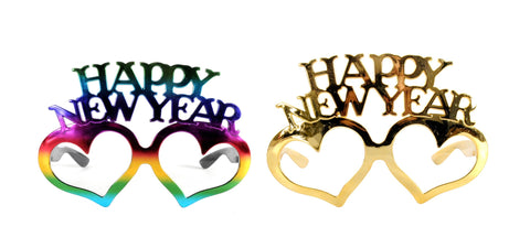 Party Glasses - Happy New Year Heart Rainbow / Gold