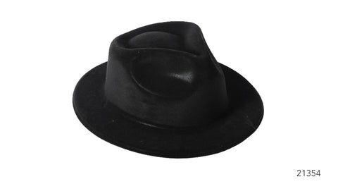 Hat -  Plastic Trilby Gangster Hat (Black Velvet)