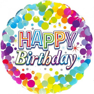 Foil Balloon 18" - Colourful Confetti Happy Birthday
