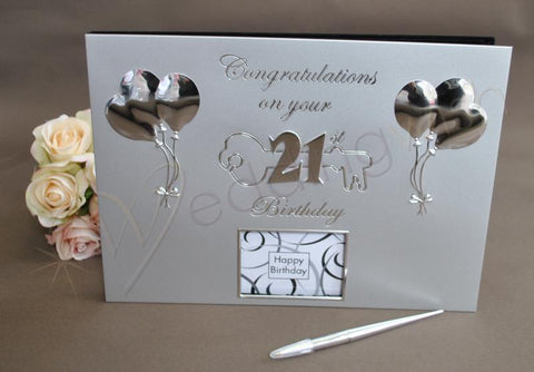Guest Book - 21st Birthday Memories and Guest Book Silver