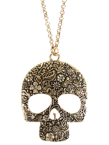 Necklace - Sugar Skull Gold
