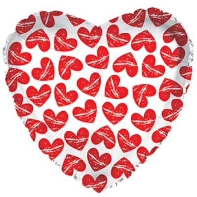 Foil Balloon 9" - CTI Microfoil 22cm (9") All Over Red Hearts  Air filled ( In Store Only )