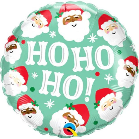 Foil Balloon 18'' - Ho Ho Ho Christmas Santas