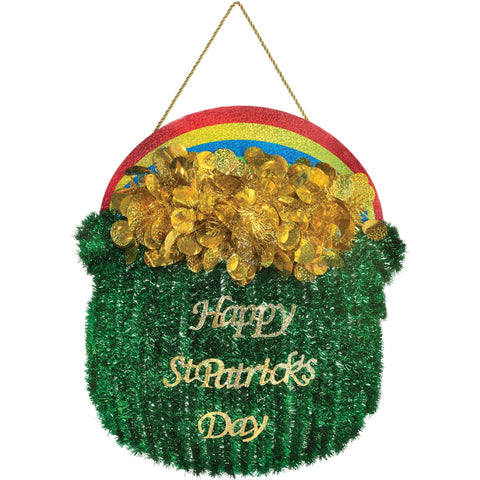Hanging Decorations - Happy St Patrick's Day Pot of Gold Tinsel