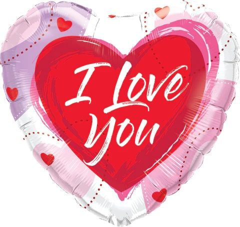 Foil Balloon 18" - Heart I Love You Brushed Hearts