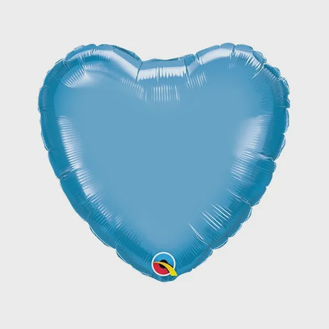 Foil Balloon 18" - Heart Chrome Blue