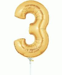 Foil Balloon 14''- Number 3 Gold Package only