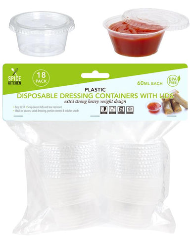 Mini Disposable Dressing Containers With Lids 60ML 18PK
