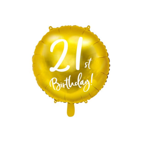 Foil Balloon 18" -  21st Birthday Gold