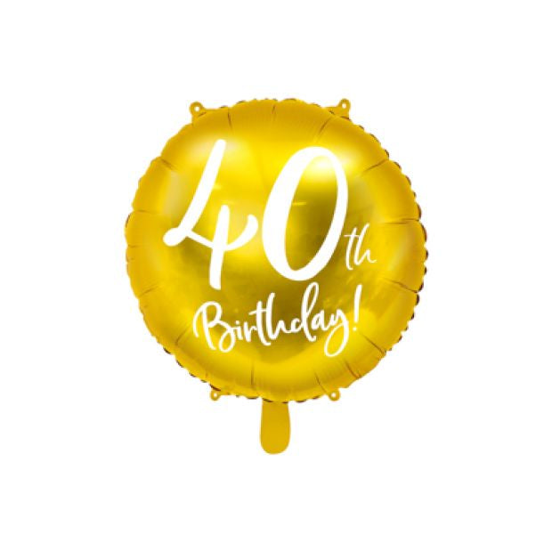 Foil Balloon 18" - 40th Birthday Gold