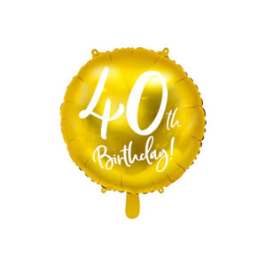 Foil Balloon 18" - 40th Birthday Gold