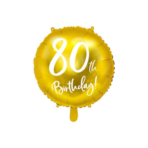 Foil Balloon 18" - Party Deco Foil Matte Cursive 80th Birthday Gold 45cm