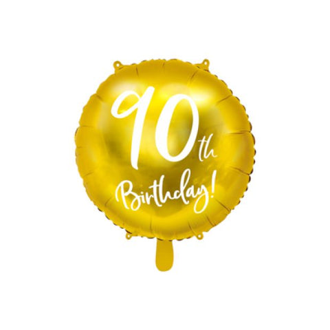 Foil Balloon 18" - Matte Cursive 90th Birthday Gold