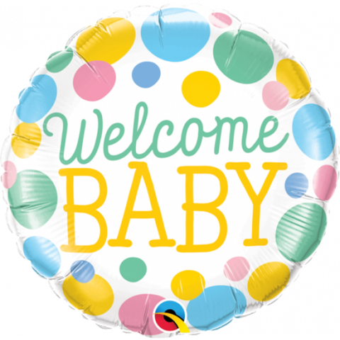Foil Balloon 18" - Welcome Baby Dots