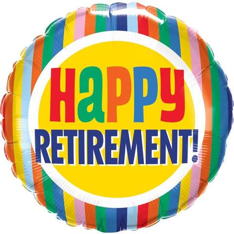 Foil Balloon 18" - Happy Retirement Colourful Stripes