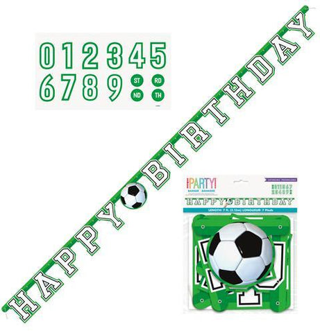 Letter Banner - Soccer Party Add-An-Age Happy Birthday Jointed Banner (2.13m) Pk 1