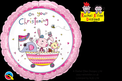 Foil Balloon 18" - Rachel Ellen on Your Christening Pink