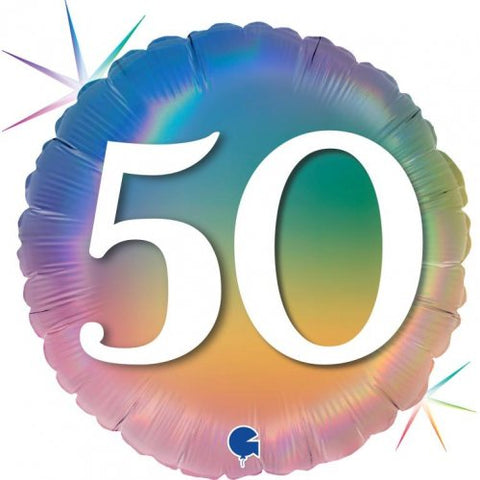 Foil Balloon 18" - 50th Pastel Rainbow