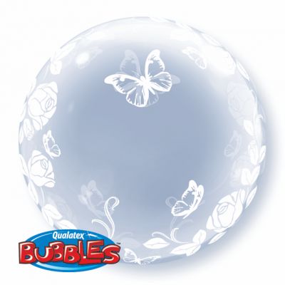 Bubble Balloon 24" - Qualatex Deco Bubble 60cm Elegant Roses & Butterflies