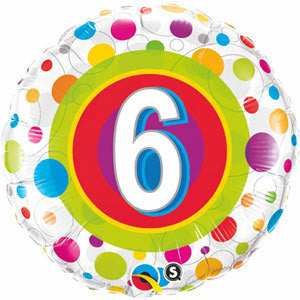 Foil Balloon 18" - 6th Birthday Colourful Dots