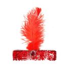 Sequins Flapper - Red Sequins With Red Feather
