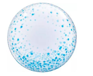 Bubble Balloon 24" - Blue Confetti Dots