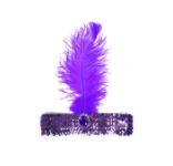 Sequins Flapper - Purple Sequins With Purple Feather
