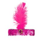 Sequins Flapper - Pink Sequins With Hot Pink Feather (L)