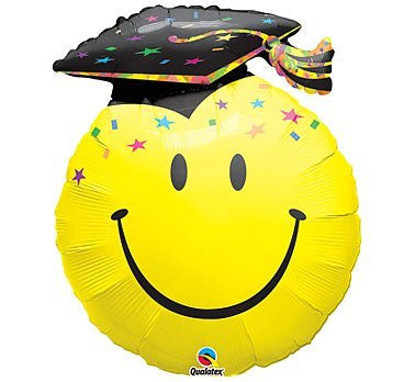 Foil Balloon Supershape - Graduation Smiley 36"