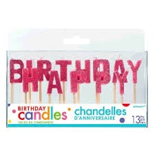 Candle - Happy Bday Pink Pick 13PK