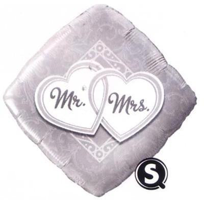 Foil Balloon 18" - Mr & Mrs Entwined Hearts