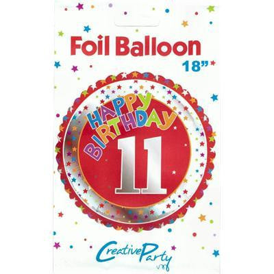 Foil Balloon 18" - 11th Birthday Red