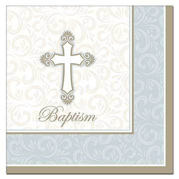 Printed Lunch Napkins 3 Ply - Baptism Pk 16