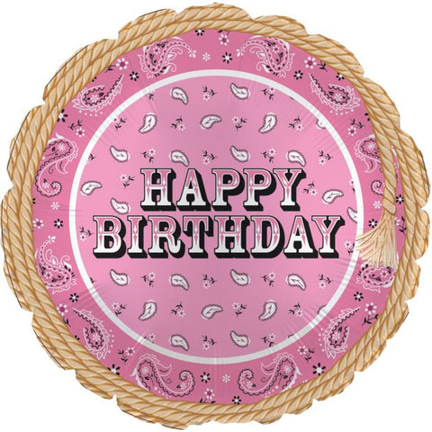 Foil Balloon 18" - Birthday Pink Bandana Cowgirl