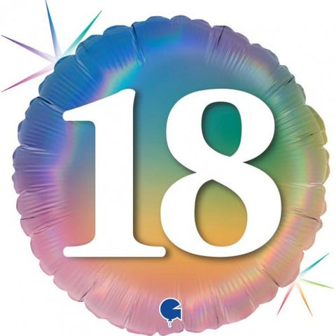 Foil Balloon 18" - 18th Pastel Rainbow