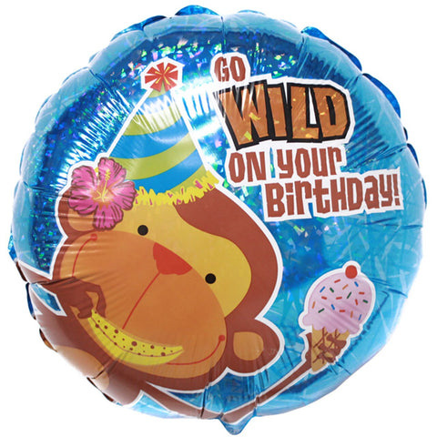 Foil Balloon 18" - Go Wild Birthday Monkey