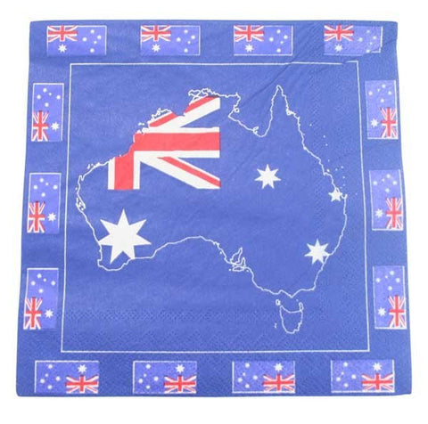 Printed Lunch Napkins - Aussie Map 2 Ply Pk 20