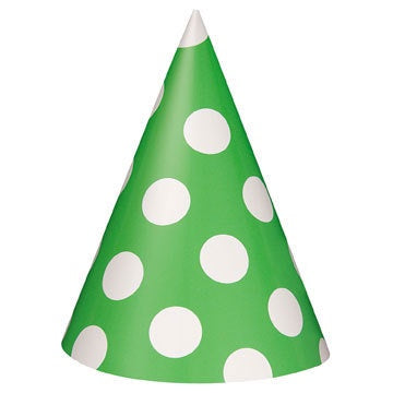 Party Hats - Polka Dot Lime/White Pk 8