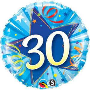 Foil Balloon 18" - 30th Birthday Shining Star Blue