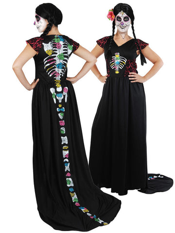 Costume - Day of the Dead Dress w/Train (Adult)
